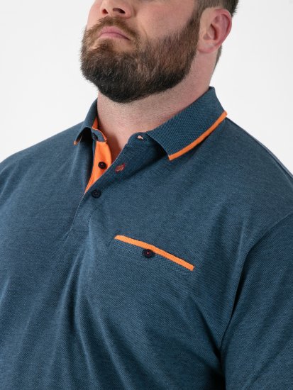 D555 Harvey Pique with Jacquard Collar & Cuffs Polo Teal - Polo majice - Moške Polo Majice za Močnejše Postave