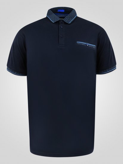 D555 Barret Interlock Jacquard Collar & Cuffs Polo Navy - Polo majice - Moške Polo Majice za Močnejše Postave