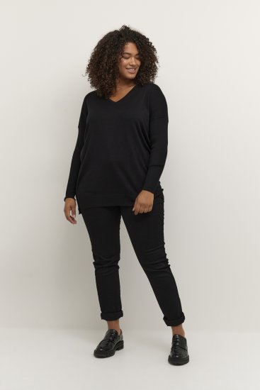 Kaffe Curve Machi Knit Pulover Globoko črna - Puloverji & jopice - 
