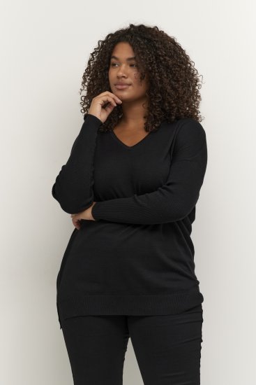 Kaffe Curve Machi Knit Pulover Globoko črna - Puloverji & jopice - 