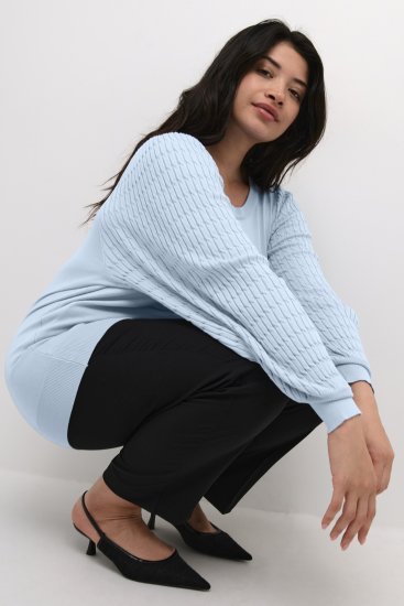 Kaffe Curve Lini Knit Pulover Celestial Blue - Puloverji & jopice - 