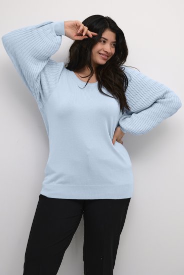 Kaffe Curve Lini Knit Pulover Celestial Blue - Puloverji & jopice - 