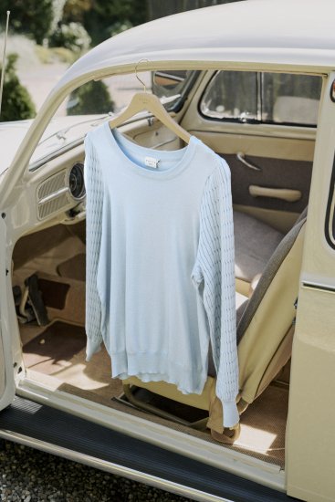 Kaffe Curve Lini Knit Pulover Celestial Blue - Puloverji & jopice - 