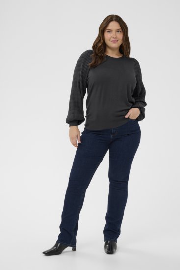 Kaffe Curve Lini Knit Pulover Črna Oyster - Puloverji & jopice - 