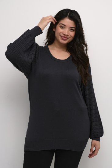 Kaffe Curve Lini Knit Pulover Črna Oyster - Puloverji & jopice - 