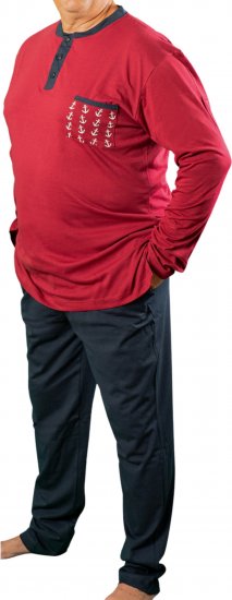 20 Nodi Maestrale Pajamas with Long Pants in Combed Cotton Jersey Red - Pižame/Oblačila za spanje - Moške Pižame za močnejše postave