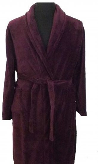Espionage PJ068 Plain Fleece Gown Burgundy - Kopalni plašči/brisače - Moške Kopalni plašči za močnejše postave