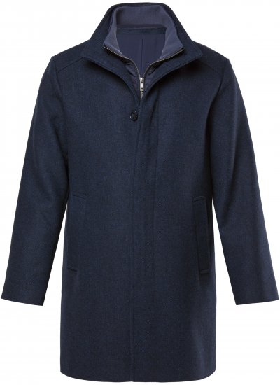 Boston Park Coat Two-Tone Wool Mix Navy - Jakne - Moške bunde za Močnejše Postave