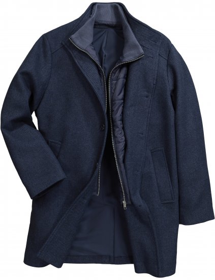 Boston Park Coat Two-Tone Wool Mix Navy - Jakne - Moške bunde za Močnejše Postave