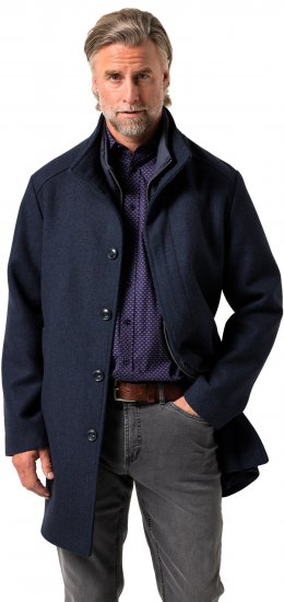 Boston Park Coat Two-Tone Wool Mix Navy - Jakne - Moške bunde za Močnejše Postave