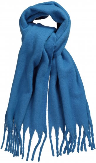 Ulla Popken Trendy Boucle Yarn Fringe Knit Scarf Teal Blue - Modni dodatki - 