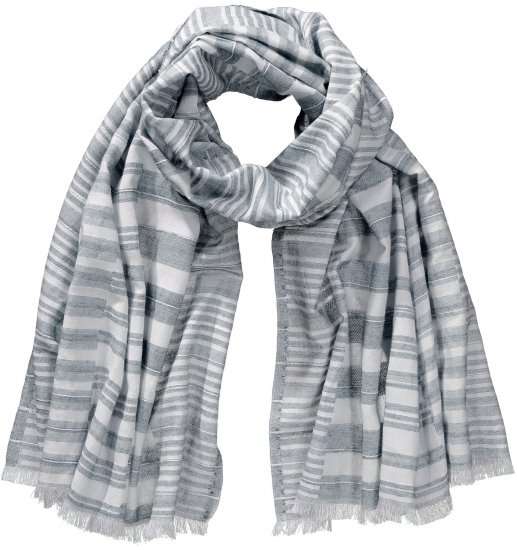 Ulla Popken Striped Statement Scarf Grey - Modni dodatki - 