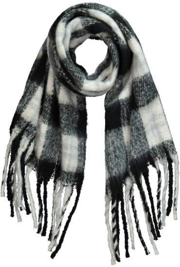 Ulla Popken Plaid Long Fringe Scarf Black - Modni dodatki - 