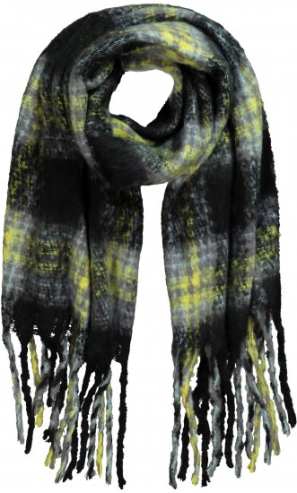 Ulla Popken Plaid Long Fringe Scarf Yellow Green - Modni dodatki - 