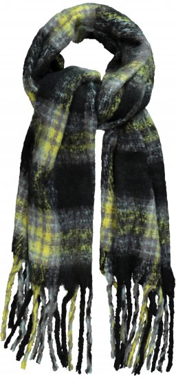 Ulla Popken Plaid Long Fringe Scarf Yellow Green - Modni dodatki - 