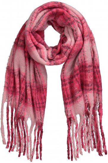 Ulla Popken Plaid Long Fringe Scarf Aubergine - Modni dodatki - 