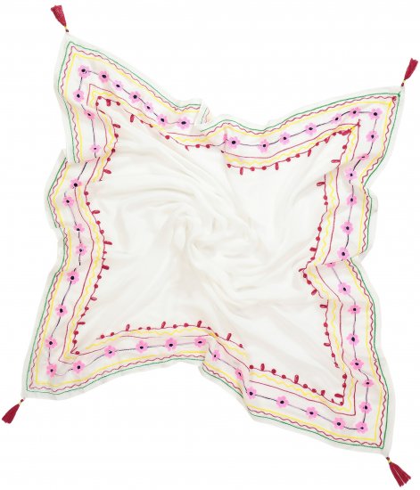 Ulla Popken Tassel Embroidery Scarf Snow White - Modni dodatki - 