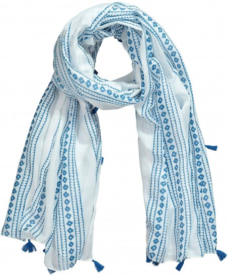 Ulla Popken Greek Stripe Tasseled Scarf Blue - Modni dodatki - 