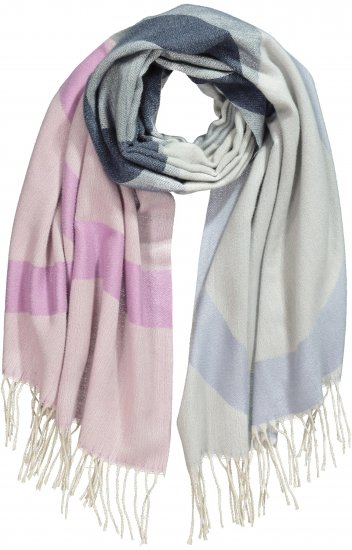 Ulla Popken Cozy Lettering Fringed Scarf Pink and Blue - Modni dodatki - 