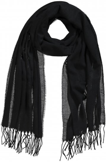 Ulla Popken Fringed Scarf Black - Modni dodatki - 