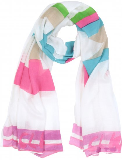 Ulla Popken Pink Lettering Border Print Scarf Snow White - Modni dodatki - 