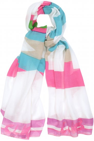 Ulla Popken Pink Lettering Border Print Scarf Snow White - Modni dodatki - 