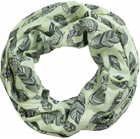Ulla Popken Leaf Print Infinity Scarf Pistachio - Modni dodatki - 