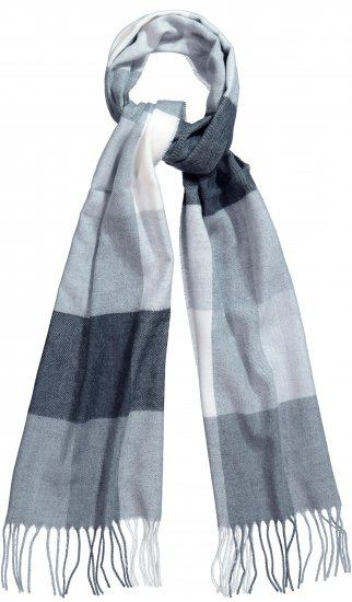 Ulla Popken Checked Fringed Hem Scarf Light Grey Melange - Modni dodatki - 