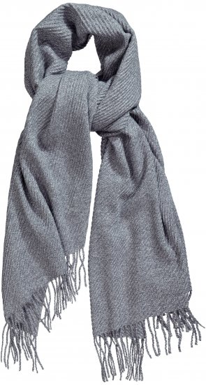 Ulla Popken Ribbed Knit Fringed Hem Scarf Grey Melange - Modni dodatki - 