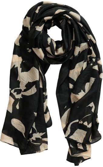 Ulla Popken Printed Silk Scarf Black - Modni dodatki - 