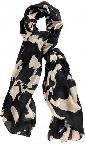 Ulla Popken Printed Silk Scarf Black - Modni dodatki - 