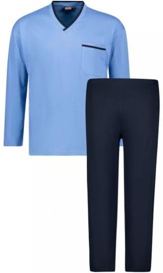 Adamo Beppo Long Sleeve Pyjama Light Blue - Spodnje perilo & kopalne hlače - Moško Spodnje Perilo za močnejše postave