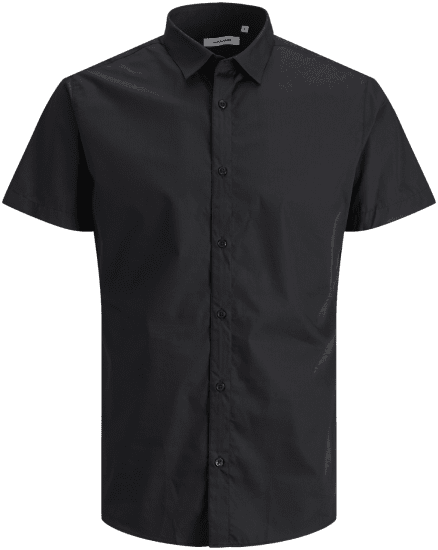 Jack & Jones JOE Shirt Short Sleeve Plain Casual Black - Srajce - Moške srajce za Močnejše Postave