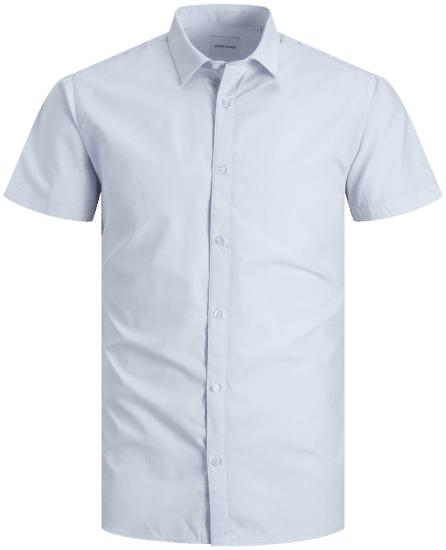 Jack & Jones JOE Shirt Short Sleeve Plain Casual Blue - Srajce - Moške srajce za Močnejše Postave