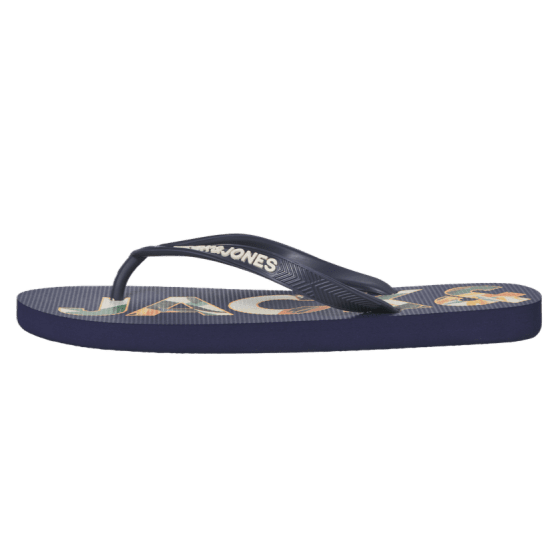 Jack & Jones Logo Palm Print Flip Flop Slippers Medieval Blue - Moški čevlji 40-52 - 