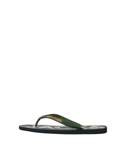 Jack & Jones Logo Palm Print Flip Flop Slippers Navy Blazer/Verdant Green - Moški čevlji 40-52 - 