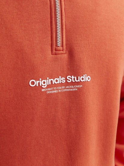 Jack & Jones Esterbro High Neck Quarter Zip Sweatshirt Red - Puloverji & jopice - Moški Puloverji & Jopice za Močnejše Postave