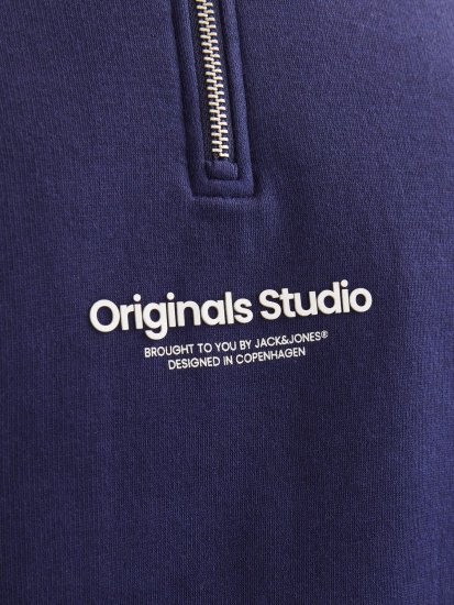 Jack & Jones Esterbro High Neck Quarter Zip Sweatshirt Ocean Cavern - Puloverji & jopice - Moški Puloverji & Jopice za Močnejše Postave