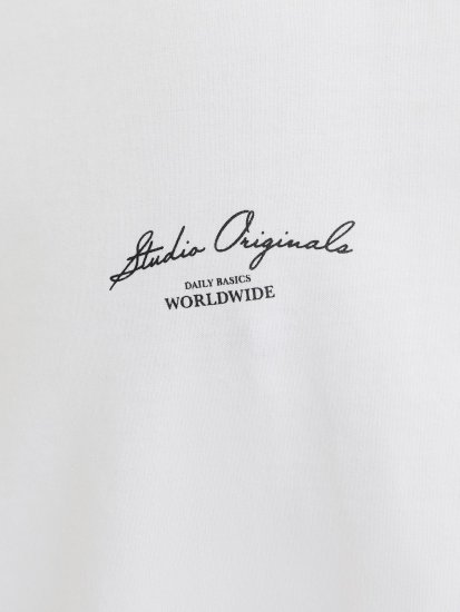 Jack & Jones Lington Back And Front Print Crew Neck T-Shirt Bright White - Kratke Majice - Moške kratke majice za močnejše postave