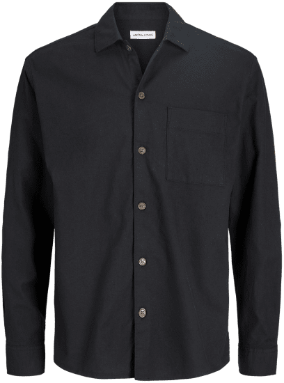 Jack & Jones TRISTAN Overshirt Long Sleeve Black - Srajce - Moške srajce za Močnejše Postave