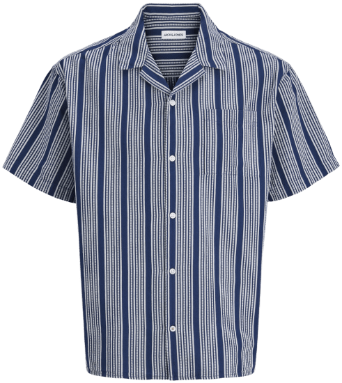 Jack & Jones Edover Resort Short Sleeve Shirt Dark Blue - Srajce - Moške srajce za Močnejše Postave
