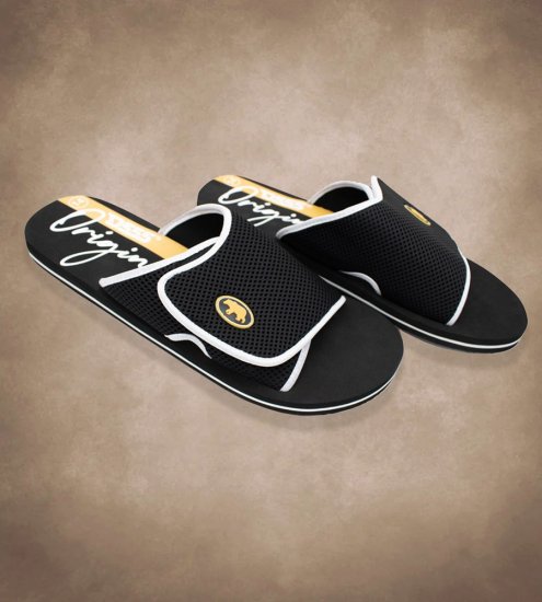 D555 DRAKE Slippers With Velcro Fastening Black - Moški čevlji 40-52 - 