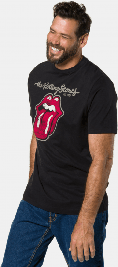JP1880 Rolling Stones Graphic Band Comfort Fit T-Shirt Black - Kratke Majice - Moške kratke majice za močnejše postave