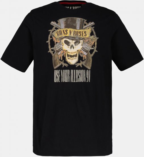 JP1880 Guns N’ Roses Skull Comfort Fit Band T-Shirt Black - Kratke Majice - Moške kratke majice za močnejše postave