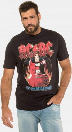 JP1880 ACDC - Let There Be Rock Vintage looking Band T-Shirt Black - Kratke Majice - Moške kratke majice za močnejše postave