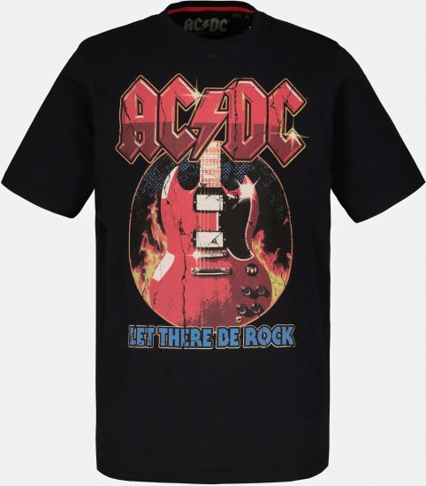 JP1880 ACDC - Let There Be Rock Vintage looking Band T-Shirt Black - Kratke Majice - Moške kratke majice za močnejše postave