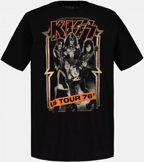 JP1880 KISS Retro Graphic Comfort Fit Band T-Shirt Black - Kratke Majice - Moške kratke majice za močnejše postave