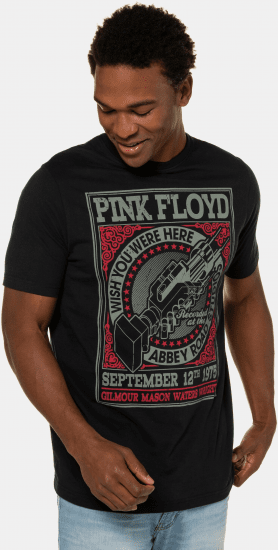 JP1880 Pink Floyd Retro Graphic Comfort Fit Band T-Shirt Black - Kratke Majice - Moške kratke majice za močnejše postave