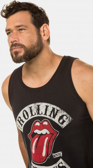 JP1880 Rolling Stones Graphic Band Tank Top Black - Kratke Majice - Moške kratke majice za močnejše postave