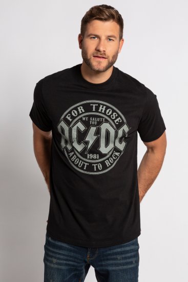 JP1880 AC/DC Graphic Comfort Fit Band T-Shirt Black - Kratke Majice - Moške kratke majice za močnejše postave